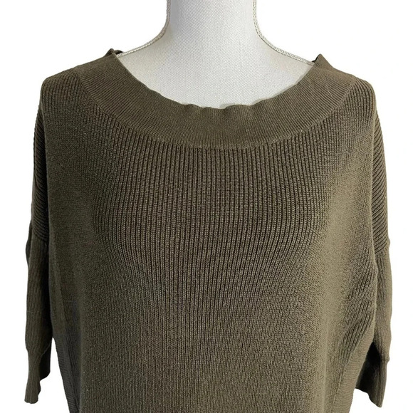 Express Sweater Womens XS Olive Green Drop Shoulder Slouchy Fit Pullover Blouse - Picture 5 of 6
